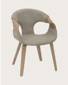 Gazy - chaise en tissu Taupe et bois blanchi