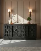 Zaraya - Buffet bas sculpté en bois massif de manguier 185 cm