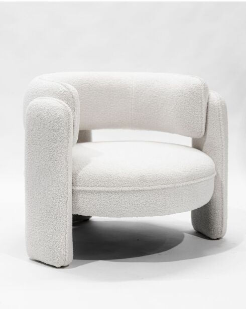 Aéla - Fauteuil cocooning en tissu bouclettes beige