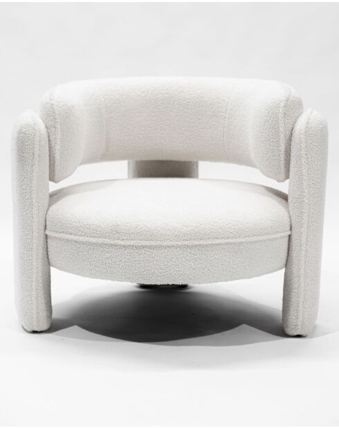 Aéla - Fauteuil cocooning en tissu bouclettes beige