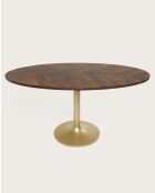 Leaf - Table repas ovale en manguier et métal doré L160 cm 8 pers.