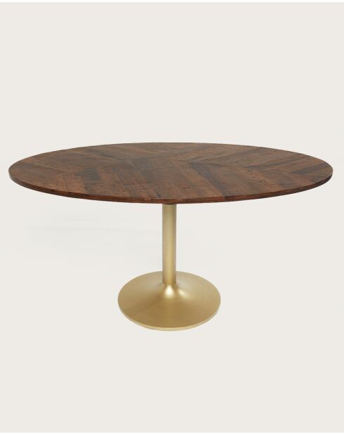 Leaf - Table repas ovale en manguier et métal doré L160 cm 8 pers.