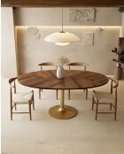 Leaf - Table repas ovale en manguier et métal doré L160 cm 8 pers.