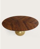 Leaf - Table repas ovale en manguier et métal doré L160 cm 8 pers.