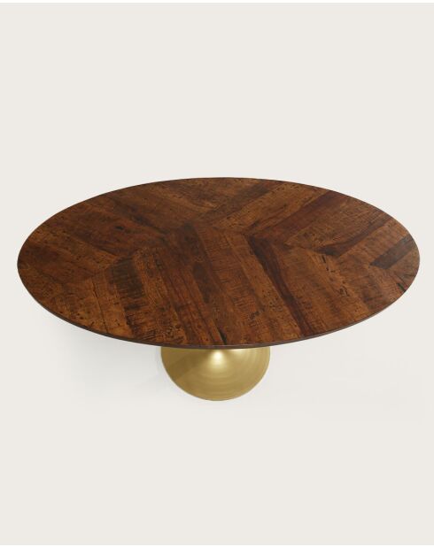 Leaf - Table repas ovale en manguier et métal doré L160 cm 8 pers.