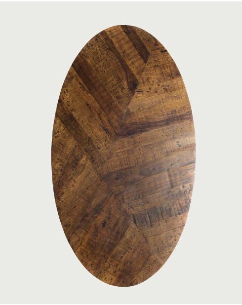 Leaf - Table repas ovale en manguier et métal doré L160 cm 8 pers.