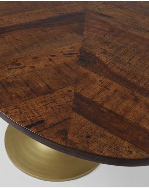 Leaf - Table repas ovale en manguier et métal doré L160 cm 8 pers.