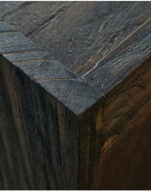 Sanaa- Meuble TV noir porte coulissante en Mindy massif et cannage