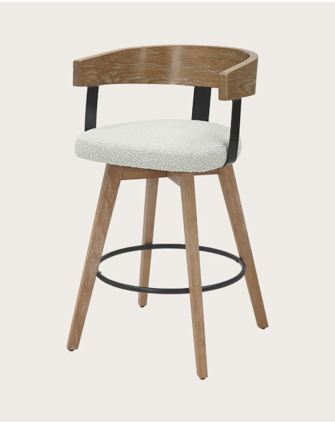 Micha - Chaise de bar en tissu et pieds en bois