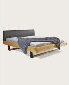 Bakara - Lit poutre en bois massif d'épicéa et métal noir 160 CM