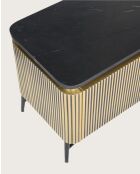 Glory - Meuble tv finition laiton vieilli avec plateau en marbre noir 170 cm