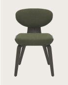 Lot de 4 Chaise hele en tissu vert et pieds en bois