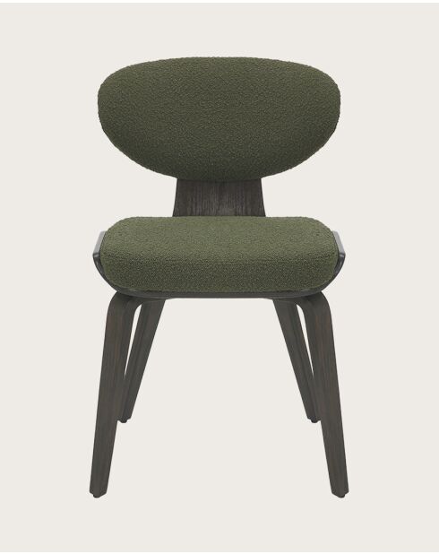 Lot de 4 Chaise hele en tissu vert et pieds en bois