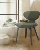 Lot de 4 Chaise hele en tissu vert et pieds en bois