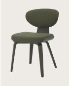 Lot de 4 Chaise hele en tissu vert et pieds en bois