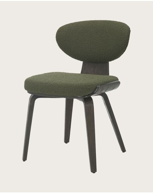 Lot de 4 Chaise hele en tissu vert et pieds en bois