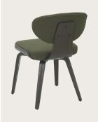 Lot de 4 Chaise hele en tissu vert et pieds en bois