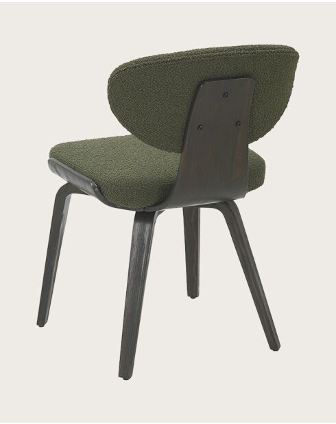 Lot de 4 Chaise hele en tissu vert et pieds en bois