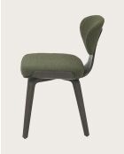 Lot de 4 Chaise hele en tissu vert et pieds en bois