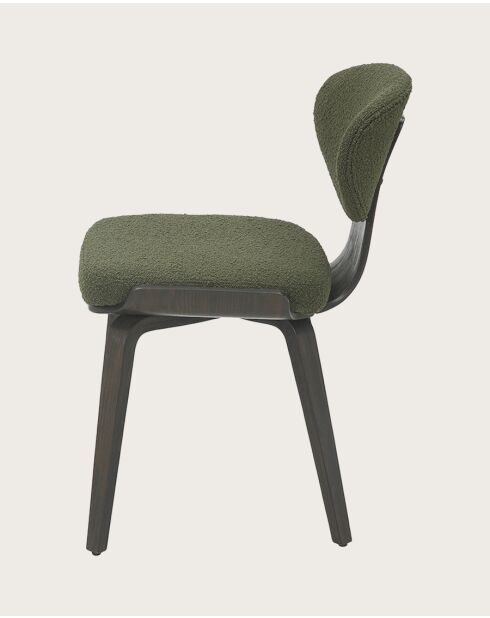 Lot de 4 Chaise hele en tissu vert et pieds en bois