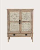 Mala - Buffet haut 2 portes en bois de manguier massif sculpté 85 cm