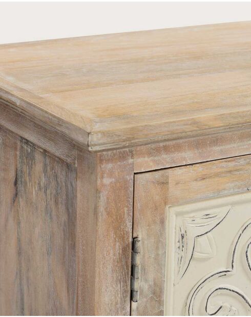 Mala - Buffet haut 2 portes en bois de manguier massif sculpté 85 cm