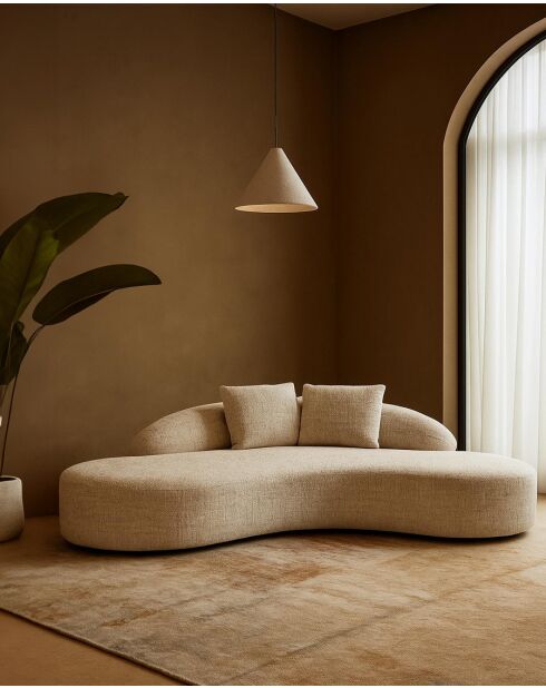 Dune - Canapé arrondi 3 places en tissu beige
