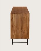 Kappa - Grand Buffet bas en teck recyclé avec motif chevron et métal 180 cm