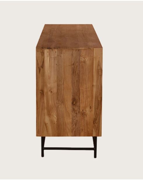 Kappa - Grand Buffet bas en teck recyclé avec motif chevron et métal 180 cm