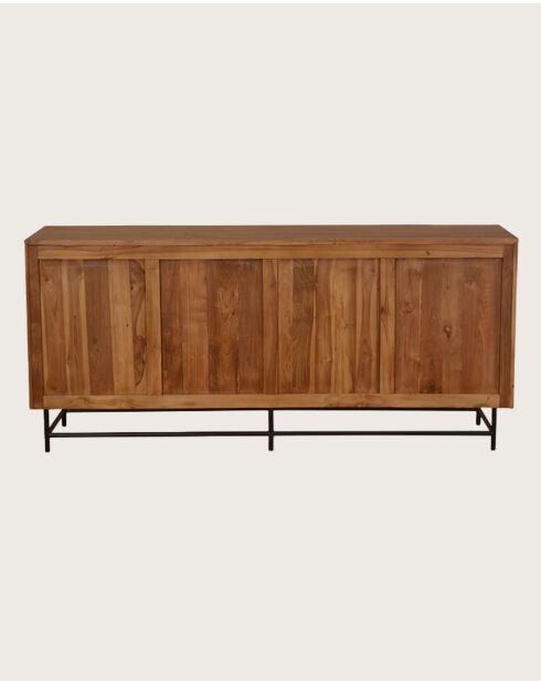 Kappa - Grand Buffet bas en teck recyclé avec motif chevron et métal 180 cm