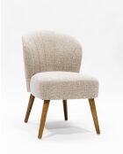 Perla - Chaise de repas en tissu beige au design incurvé