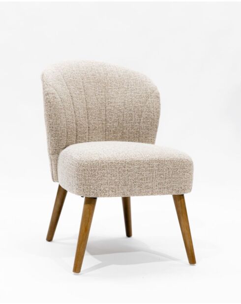 Perla - Chaise de repas en tissu beige au design incurvé