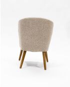 Perla - Chaise de repas en tissu beige au design incurvé