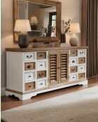 Inda - Grand buffet blanc et naturel en Mindy massif 160 cm