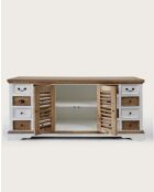 Inda - Grand buffet blanc et naturel en Mindy massif 160 cm