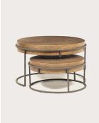 Marrakech - Table basse ronde gigogne en métal doré