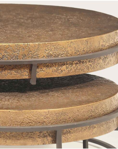 Marrakech - Table basse ronde gigogne en métal doré