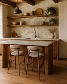 Kerin - Chaise de bar en tissu et pieds métal