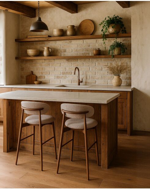 Kerin - Chaise de bar en tissu et pieds métal