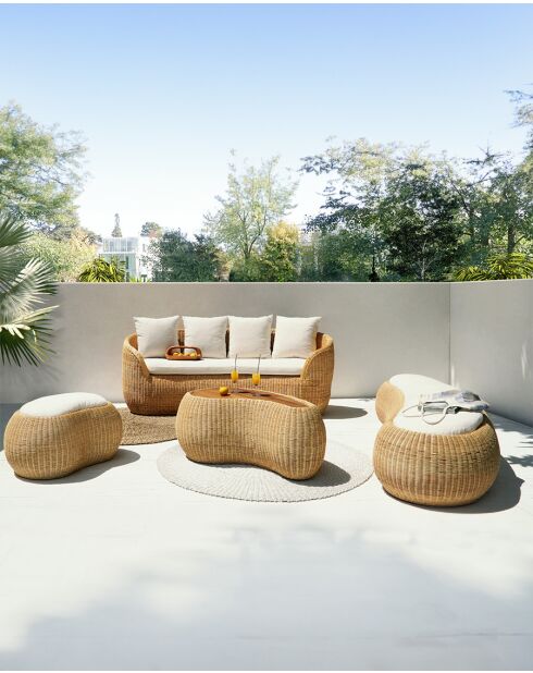 Banua - Salon de jardin en rotin tressé 5 places