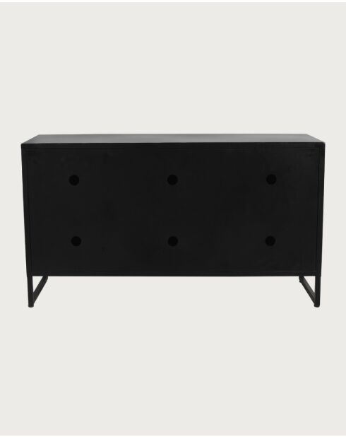 Mandala - Buffet bas 3 portes en teck recyclé et métal noir 145 cm