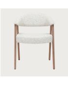 Soria - Chaise salle à manger en tissu beige piétement finition bois blanchi