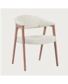 Soria - Chaise salle à manger en tissu beige piétement finition bois blanchi