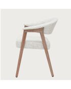 Soria - Chaise salle à manger en tissu beige piétement finition bois blanchi