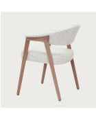 Soria - Chaise salle à manger en tissu beige piétement finition bois blanchi