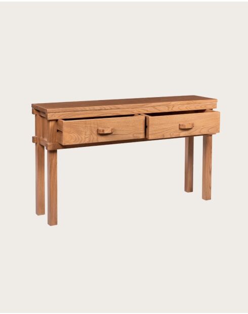 Nara- Console en bois avec 2 tiroirs 130 cm