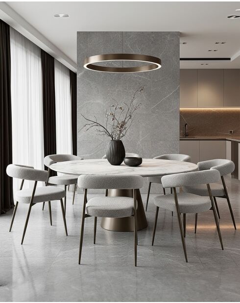 Lot de 4 chaises Agda en tissu et pieds métal