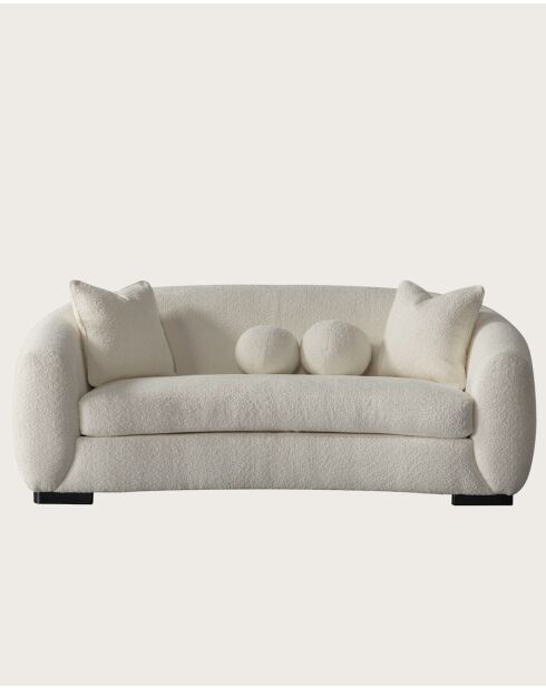 Curve - Canapé arrondi 3 places en tissu bouclé cream