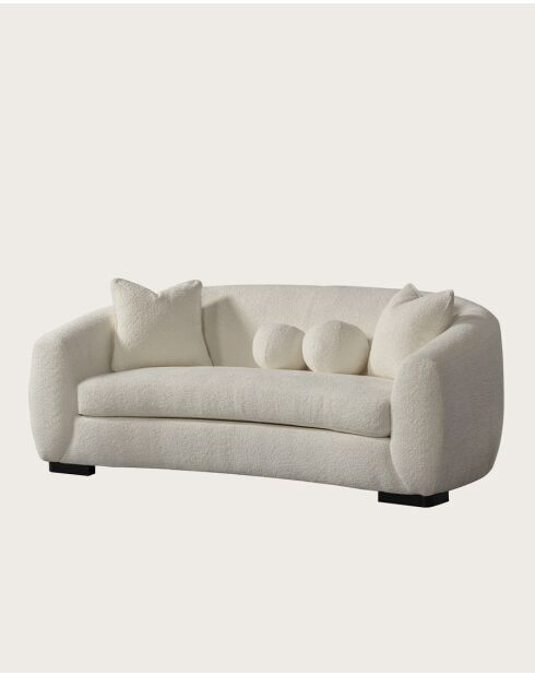 Curve - Canapé arrondi 3 places en tissu bouclé cream