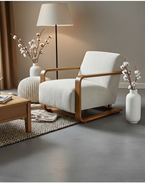 Rima - Fauteuil en bois massif chêne et en lin